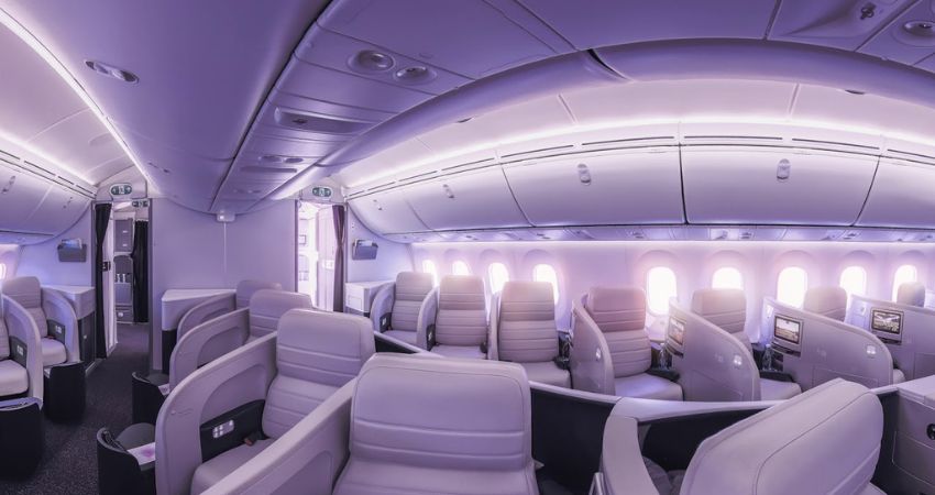 A view of Air New Zealand’s Business Premier Cabin on long-haul flights